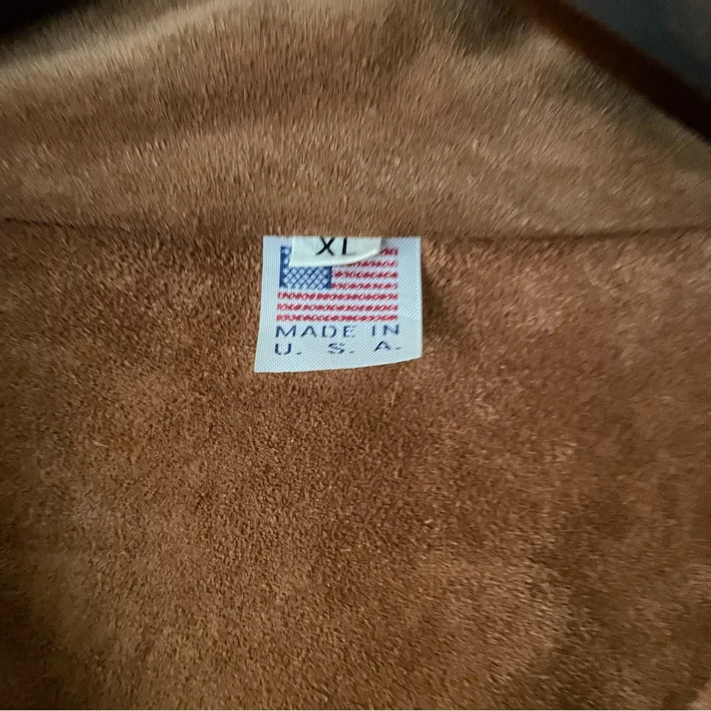 Leather Suede Fringe Jacket XL Western VTG DeerWear Made in USA Bohemian - Picture 8 of 10